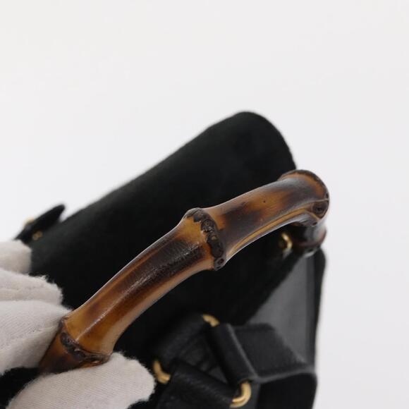 GUCCI Bamboo Backpack Suede Black Gold 003 1705 0030 Auth yk19868 main image 12